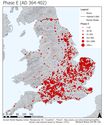 Thumbnail of The quantity of coins from Phase E (AD 364-402) from parishes in Britain visualised through graduating quantities