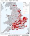 Thumbnail of The quantity of coins from Reece issue period 19 (AD 364-378) from parishes in Britain visualised through graduating quantities