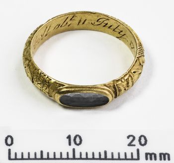 Gold ring, object R334 recovered from the wreck of the Royal Anne Galley.