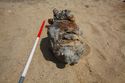 Thumbnail of 110499_Intertidal_Image_26, Timber Assessment Report 110499.03, Figure 6 - Image 1 of 3, object interpreted as a capstan, discovered during excavations for cable installations in the intertidal zone at Horseshoe Point, North Cotes.