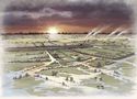 Thumbnail of 221790_Publication_Front_Cover, The Archaeology of the Hornsea Project One Offshore Windfarm Cable Route, Wessex Archaeology Monograph 41, 2022, Front Cover: Reconstruction drawing of Humberston Road Romano-British settlement.