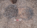 Thumbnail of [F20] and [F22], pre-excavation. 0.3m scale; view from the east