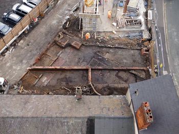 Aerial shot of the excavations at Sidney Street, Sheffield