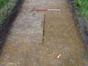 Thumbnail of Photograph depicting footpath [203] uncovered during archaeological evaluations at Milken Lane, Ashover, Derbyshire (1m scale)