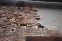 Thumbnail of Detail of break between surviving fabric and breeze block repairs, facing south west. Note the surviving metal and wood fixtures here that are likely part of the now lost building.