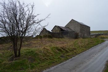 Historic Building Recording at Highfields Farm Barn: South-West facing shot of the farm buildings from Middleton Lane