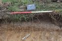 Thumbnail of North-west facing shot of a sample section of trench 11 at Bakewell Road, Matlock (1m scale)