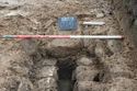 Thumbnail of West facing post-excavation shot of culvert section [704] at Bakewell Road, Matlock (1m scale)