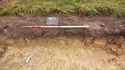 Thumbnail of North facing shot of a sample section of trench 4 at Bakewell Road, Matlock (1m scale)