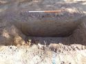 Thumbnail of W facing section of hole dug in Trench 2; view E