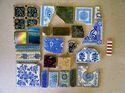Thumbnail of Selection of decorative glazed tiles found stacked in Basement B4