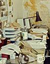Thumbnail of My desk at work, English Heritage, Savile Row, April 1989. Photo: Janet E Davis
