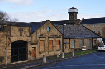 Historic Building Recording of Otley Mills: View of Ilkley Road frontage, 1908-21 extension (Unit E), looking North East