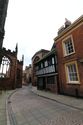 Thumbnail of Bayley Lane with assortment of medieval buildings including Coventry Cathedral and St Mary's Guildhall