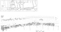 Thumbnail of 15.03 Part of Route G , phase 5.3 early to mid-13th century; location plan and detail of parallel walling on the bank between the northern and southern courts