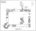 Thumbnail of 21.13 Plan of the prior's kitchen S28, original build in phase 5.3, early to mid-13th century. It had regularly spaced pilaster buttresses, a door leading to the hall S17, and another probable door in the east end of the south wall to the east of hearths SS18 and SS27. A drain CF13 led to the S27 sump; an external circular oven SS17 was set in the south-west corner