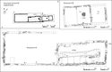 Thumbnail of 23.02 Plan of S41A and S41B, phase 5.4, mid- to late 13th to mid-14th century. S41B was a separate building, a three-bay house with central hearth built over the southern part of S40. S41A was a byre with a stone-lined drain and six stalls with an entrance to the east; it was built integrally with a paddock to the west