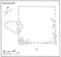Thumbnail of 27.07 Plan of S87, constructed in Sector 3, in phase 3.2, later 6th to 7th century; it had a possible repair in the south-east corner