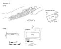 Thumbnail of 32.06 Plan of cut feature associated with bakehouse S23: CF10, to the south, draining into the fishpond; S16 chapel porch CF60 draining into the cemetery ditch