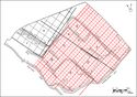 Thumbnail of 33.02 The Saxo-Norman grid to the south of the site is shown in smaller red squares, each measuring 2 poles, with boundary ditches and buildings all stemming from the late Saxon ditch CF29 and using the same point at the junction between CF34 and CF28. Ditch CF34 made an outer enclosure with CF43; this was expanded with CF38. The line of CF70 extended coincides with the earlier planned layout in black