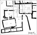 Thumbnail of 35.07 Spatial analysis of the relationship of the new hall S63 (in tone) and medieval buildings: hall S17, latrine block S27, prior's kitchen S28, guest hall S29, staff quarters S30, and entrance Route H