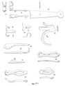 Thumbnail of 40.07 Illustrated artefacts, catalogue 51-60: hinges, latch rest, door bolt, and hasps