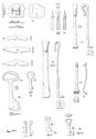 Thumbnail of 40.09 Illustrated artefacts, catalogue 72-84: lock plate, ward plates, and keys