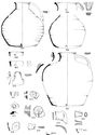 Thumbnail of 56.03 Illustrated pottery, catalogue 464-479: E01 Late medieval reduced. Scale 1:4.