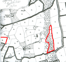 Map showing areas of land described in quoted text below