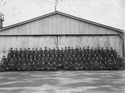 Thumbnail of 75 Sqdn RAF in front of hangar late 1918 at RAF Elmswell/Great Ashfield, Great Ashfield, Suffolk.