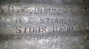 Thumbnail of Former accomdation hut, from Stobs Camp, now Forleys Park (Selkirk, Scottish Borders). Corrugated roofing panel showing text G.E. Borders, RE Stores, Stobs Camp, Hawick