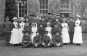 Thumbnail of Howick Hall (Longhoughton, Northumberland). Nurses and patients. Lady Sybil Grey at extreme right.