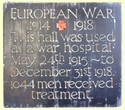 Thumbnail of St Gabriels Church Hall (Kayll Road, Sunderland, Tyne and Wear). Plaque recording the use of the hall as a VAD hospital.