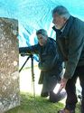 Thumbnail of George Wishart and David Devereux of the Kirkcudbright History Society capturing data to create a RTI of the 18th Century lettered headstone. <br/> (Kirkcudbright_Production_Images_7.jpg)