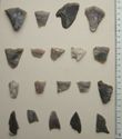 Thumbnail of Site 46 Black Fell Blubberhouses Moor: tranchet arrowheads (Rows 1-3) and arrowheads (Row 4)