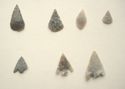 Thumbnail of Close-up of leaf shaped arrowheads (Fig 39.jpg: Row 3) and barbed and tanged arrowheads (Fig 39.jpg: Row 4)