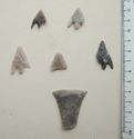 Thumbnail of Site 38 Hawksworth Moor 2: barbed and tanged arrowheads (Rows 1-2) and tranchet type arrowhead (Row 3)