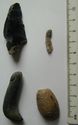 Thumbnail of Shepherds Hill: 1-2. waste (obverse), 3. pebble tool/phallus? (obverse), 4. pebble tool? (obverse)
