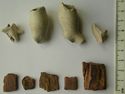 Thumbnail of below Rivock, near old mineworks: 1, 4. claypipe fragments (obverse), 3-4. claypipe bowls (obverse), 5-9. pottery sherds (obverse)