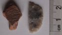 Thumbnail of Askwith Moor, Pickett's Beck Slack: 1. shaped? piece of sandstone, 2. scraper (fragment)