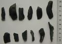 Thumbnail of Broomhead Moor: 1, 3-8. blades (chert) (obverse), 2, 9-11. waste (chert) (obverse), 12. worked flake (chert) (obverse)