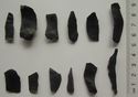 Thumbnail of Broomhead Moor: 1, 3-8. blades (chert) (reverse), 2, 9-11. waste (chert) (reverse), 12. worked flake (chert) (reverse)