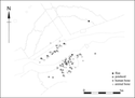 Thumbnail of Figure 16 from the full written report. Barrow 1 pre-mound finds distribution.