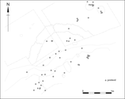 Thumbnail of Figure 20 from the full written report. Distribution of Romano-British sherds (all contexts).