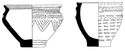 Thumbnail of Figure 26 from the full written report. Food Vessels from Bateman's excavations (after Manby 1957, figs. 2 and3).