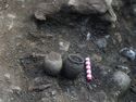 Thumbnail of Figure 3.214: Bainesse Cemetery: placed ceramic vessels (Cat. nos 11 and 12) within the coffin in Grave 177 (scale=10cm).