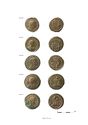 Thumbnail of Figure 4.59: Cataractonium: stack of nine coins recovered from the mouth of the occupant of Grave 20417.