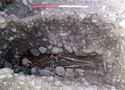 Thumbnail of Figure 11.6: Bainesse Cemetery: cobble lining around the coffin in Grave 209.