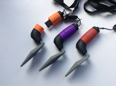 Red, Purple, and Red USB trowels