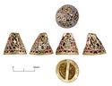 Thumbnail of Catalogue 579: Gold pyramid-fitting with garnet and glass cloisonné 